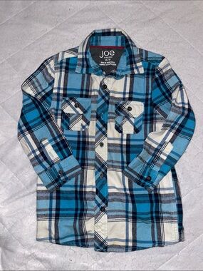 Joe Fresh Teal & Navy Plaid Button-Down Shirt for Kids